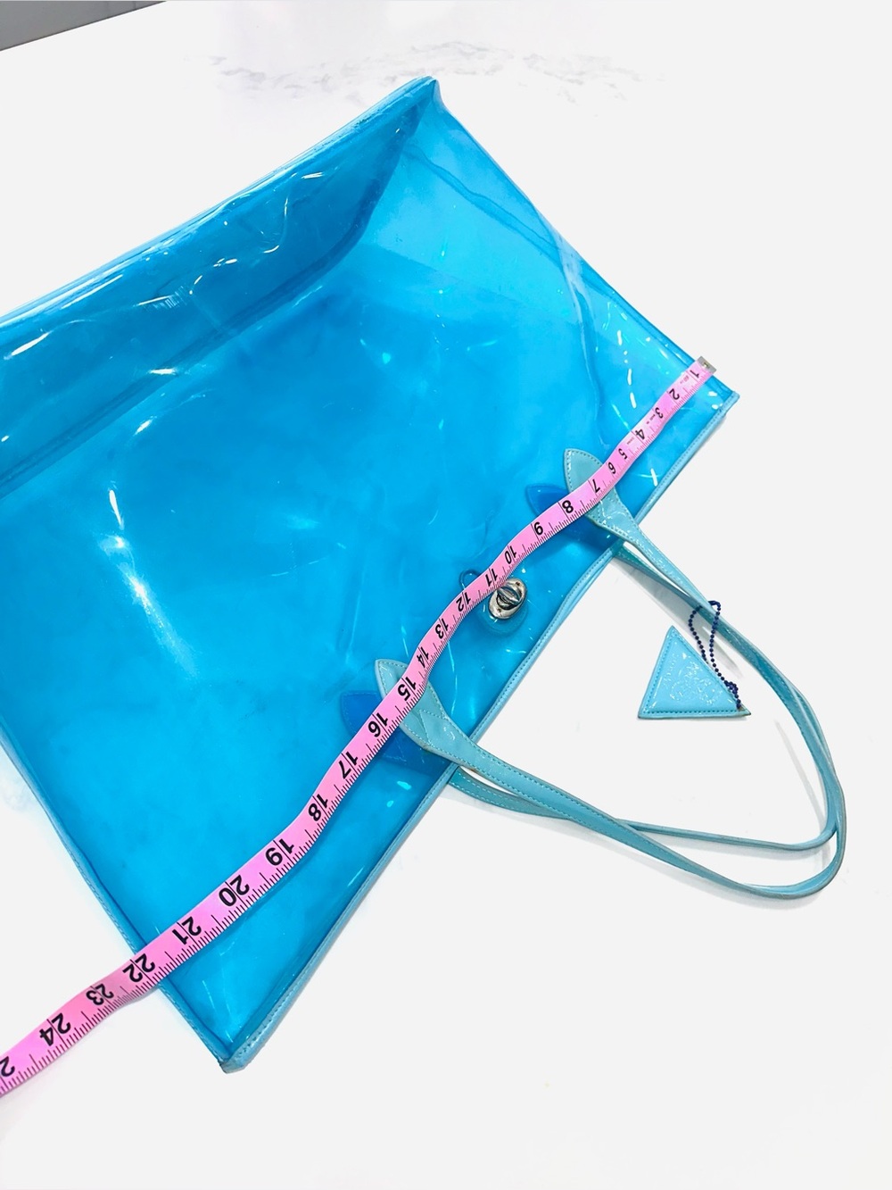 SORIAL CLEAR BLUE SPLASH TOTE SHOULDER BAG: YOUR SUMMER BEACH & POOL COMPANION - Picture 4 of 10